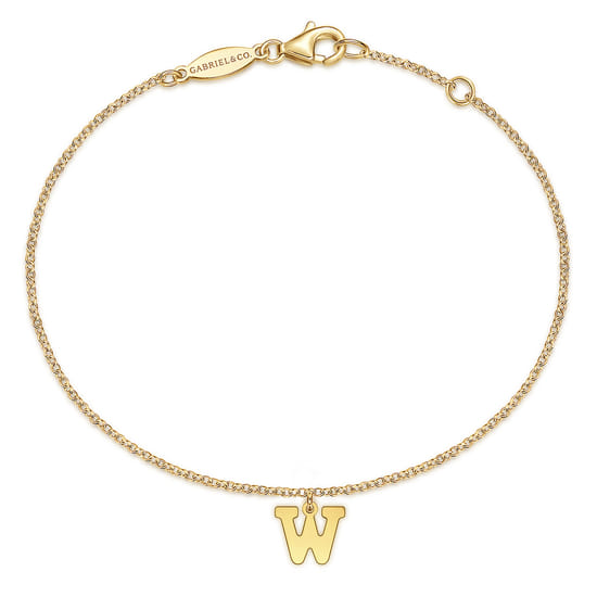 14K Yellow Gold Initial W Bracelet