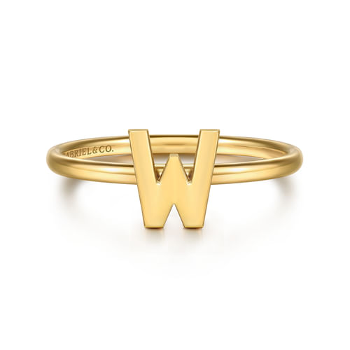 14K Yellow Gold Initial W Stackable Ring