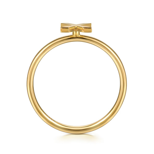 14K Yellow Gold Initial X Stackable Ring