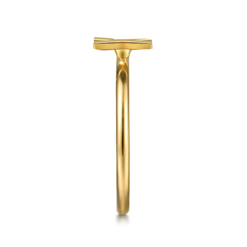 14K Yellow Gold Initial X Stackable Ring