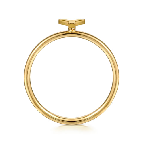 14K Yellow Gold Initial Y Stackable Ring