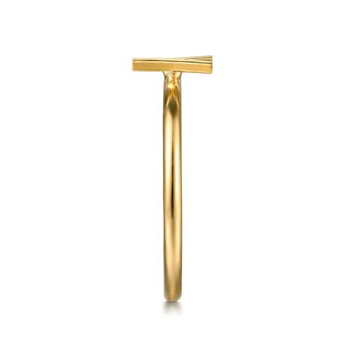 14K Yellow Gold Initial Y Stackable Ring