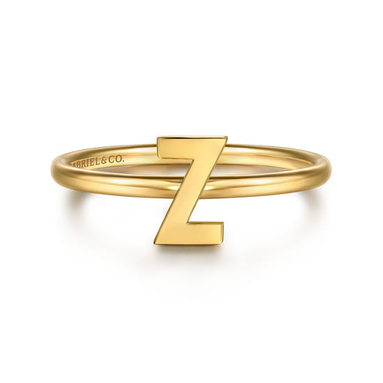 14K Yellow Gold Initial Z Stackable Ring