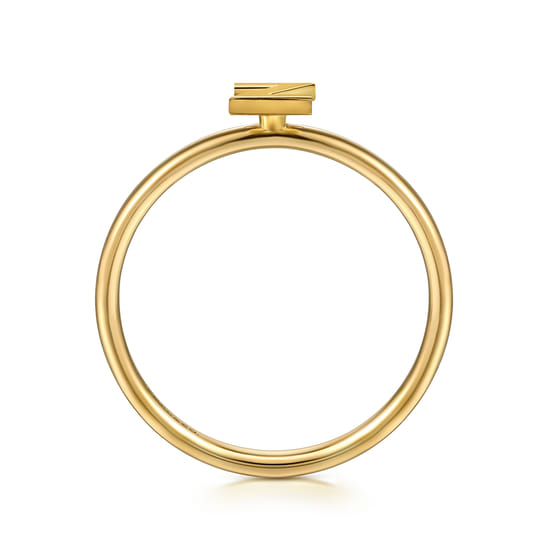 14K Yellow Gold Initial Z Stackable Ring angle 2