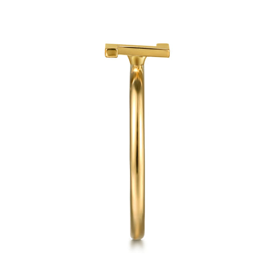 14K Yellow Gold Initial Z Stackable Ring angle 4