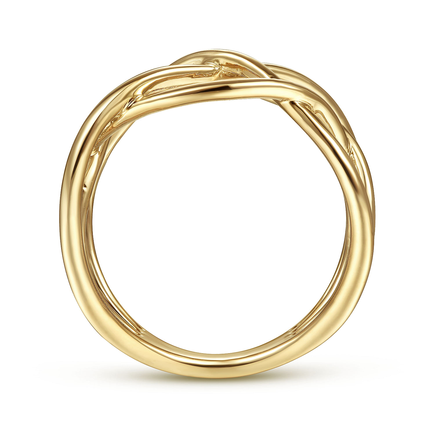 14K Yellow Gold Intersecting Plain Bands Ring