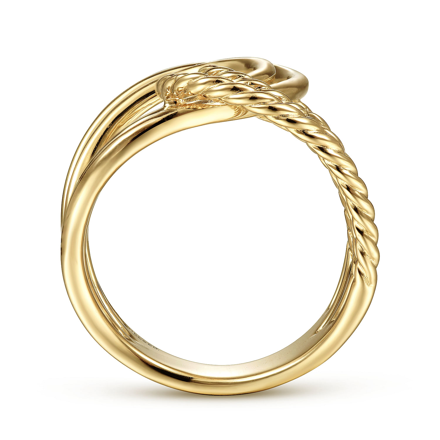 14K Yellow Gold Intertwined Twisted and Polished Rope Ring