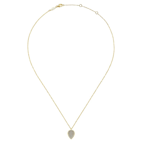 14K Yellow Gold Inverted Teardrop Diamond Pavé Pendant Necklace