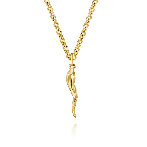 14K Yellow Gold Italian Horn Pendant