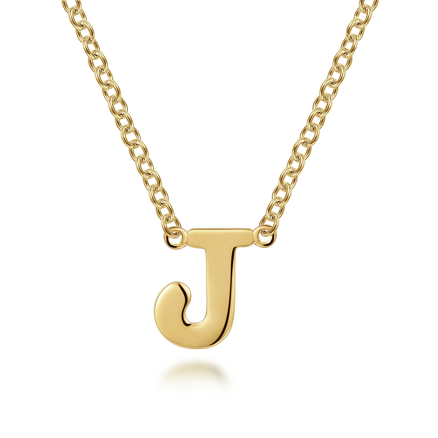 14K Yellow Gold J Initial Necklace