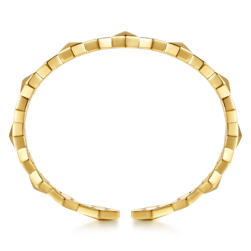 14K Yellow Gold Kite Pyramid Diamond Cuff Bangle Bracelet