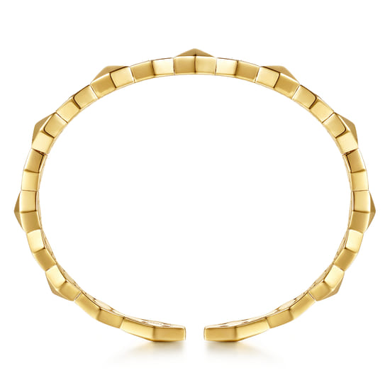 14K Yellow Gold Kite Pyramid Diamond Cuff Bangle Bracelet angle 3