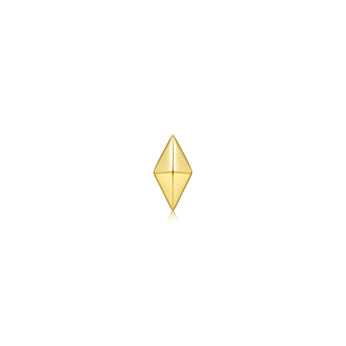 14K Yellow Gold Kite Shape Single Stud Earring