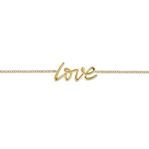 14K Yellow Gold LOVE Chain Bracelet