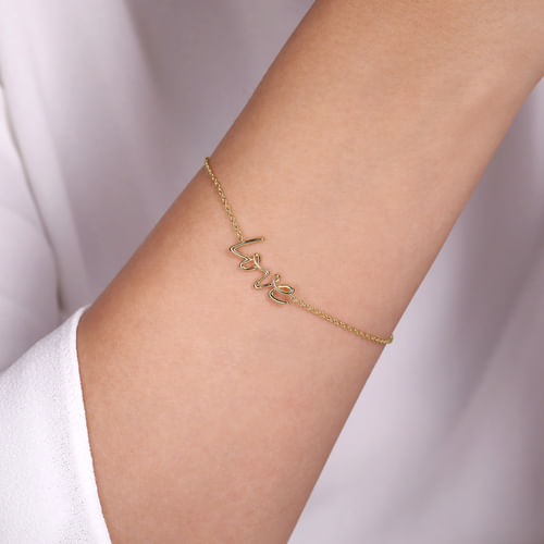14K Yellow Gold LOVE Chain Bracelet