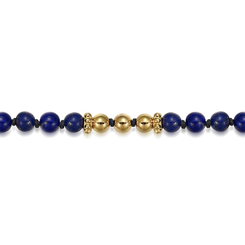 14K Yellow Gold Lapis Beads Bracelet