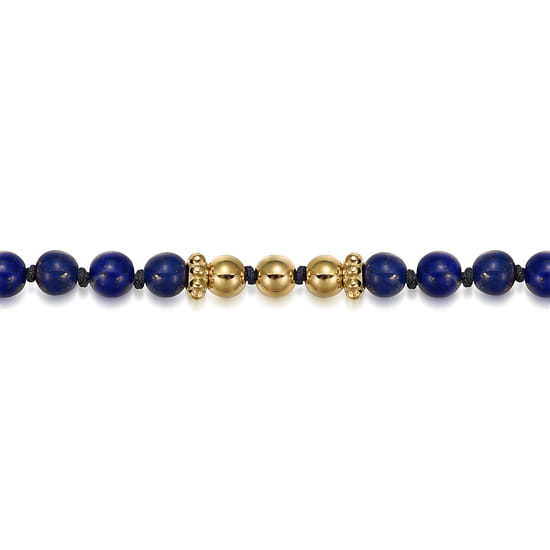 14K Yellow Gold Lapis Beads Bracelet angle 2