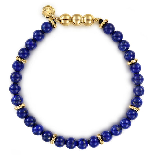 14K Yellow Gold Lapis Beads Bracelet