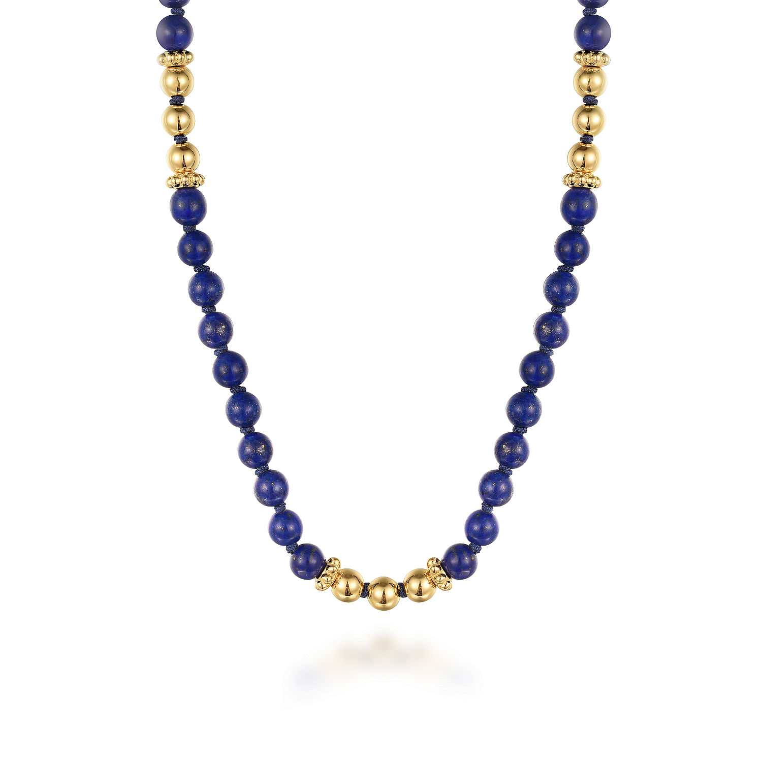 14K Yellow Gold Lapis Beads Necklace