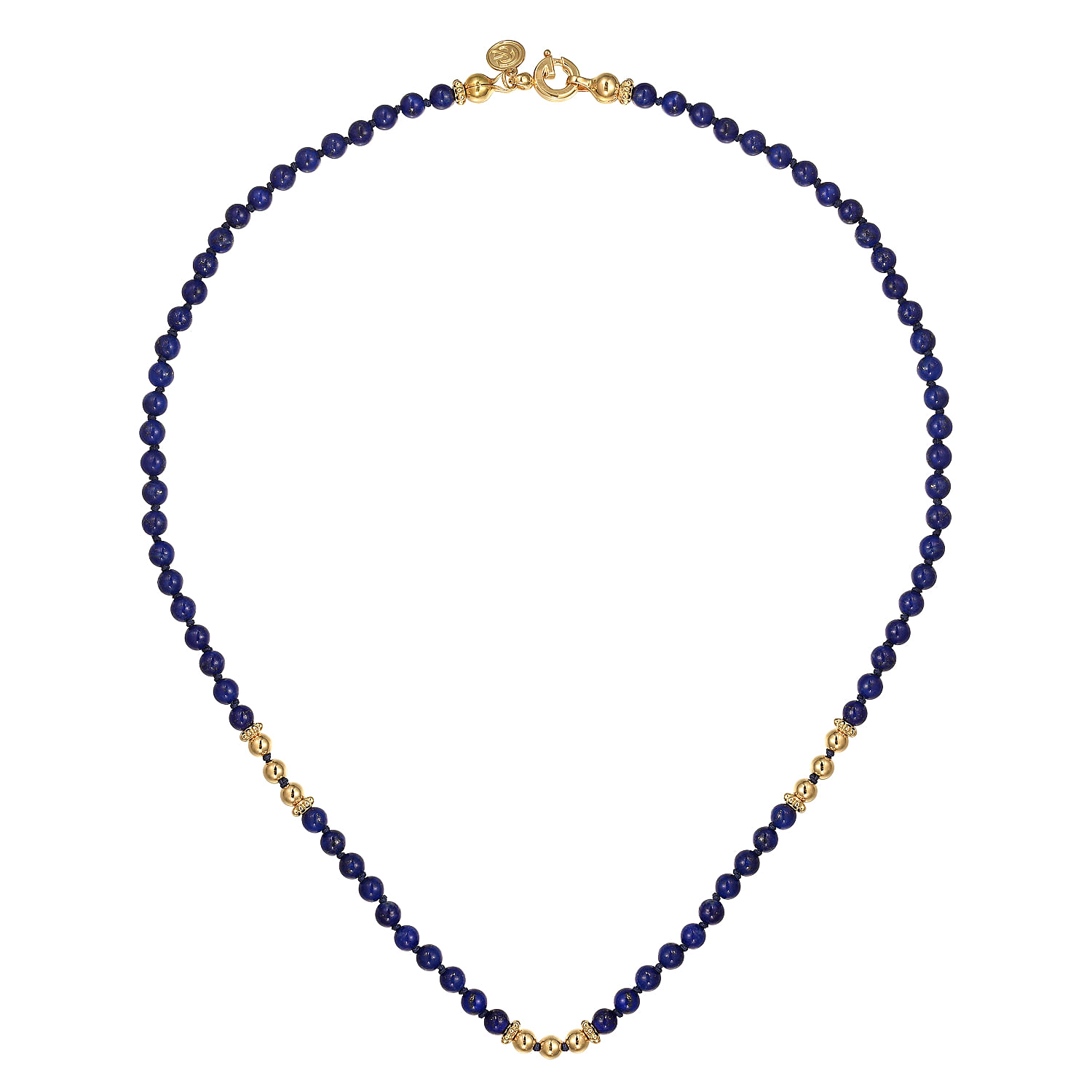 14K Yellow Gold Lapis Beads Necklace