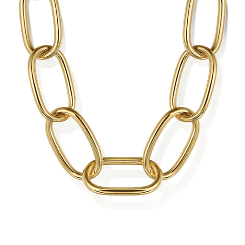 14K Yellow Gold Large Oval Link Chain Necklace
