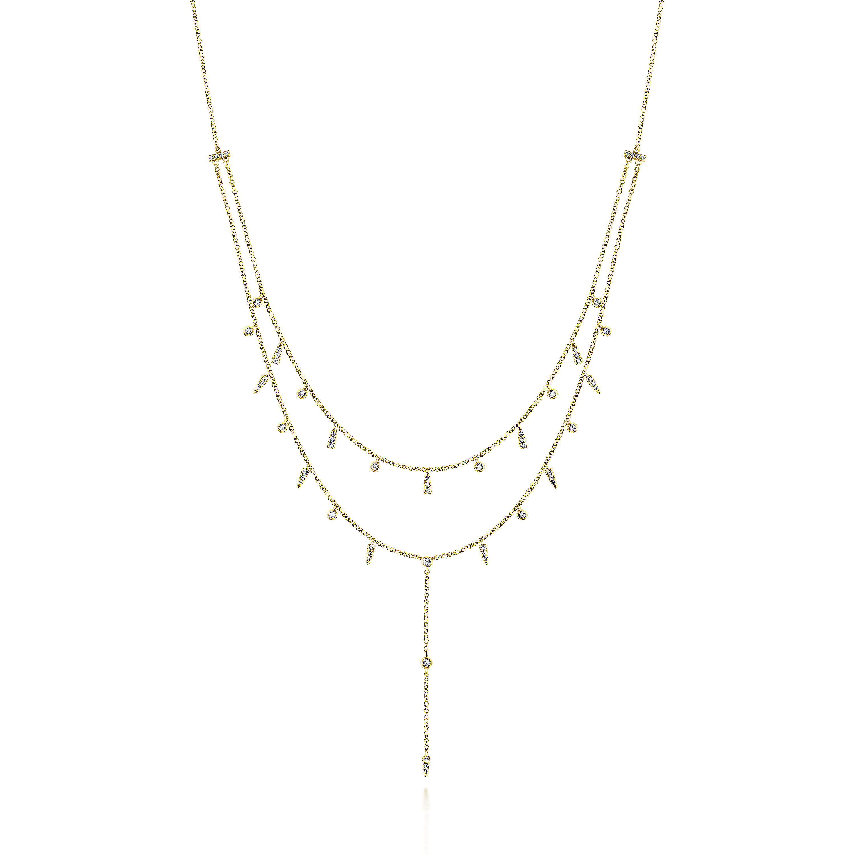 Gabriel - 14K Yellow Gold Layered Diamond Drop Stations Y Necklace