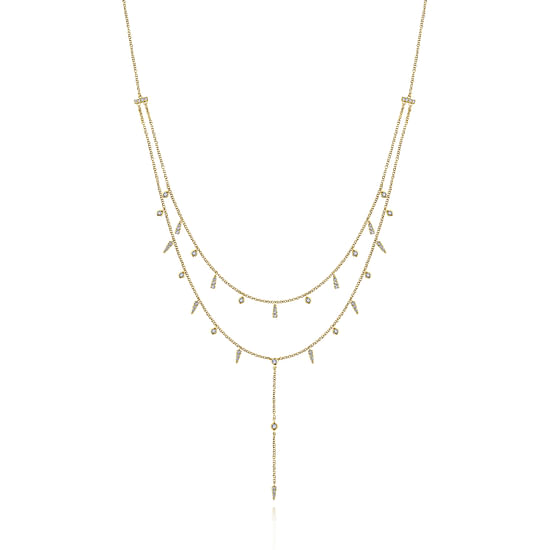 Gabriel - 14K Yellow Gold Layered Diamond Drop Stations Y Necklace