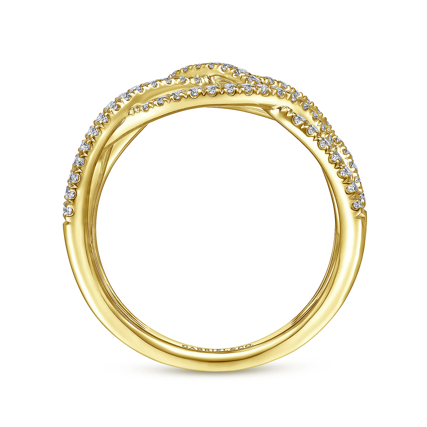 14K Yellow Gold Layered Grid Diamond Ring