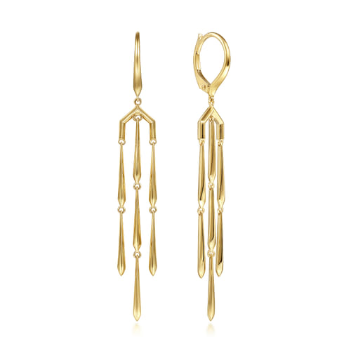14K Yellow Gold Linear Gold Chandelier Earrings 14K Yellow Gold Linear Gold Chandelier Earrings