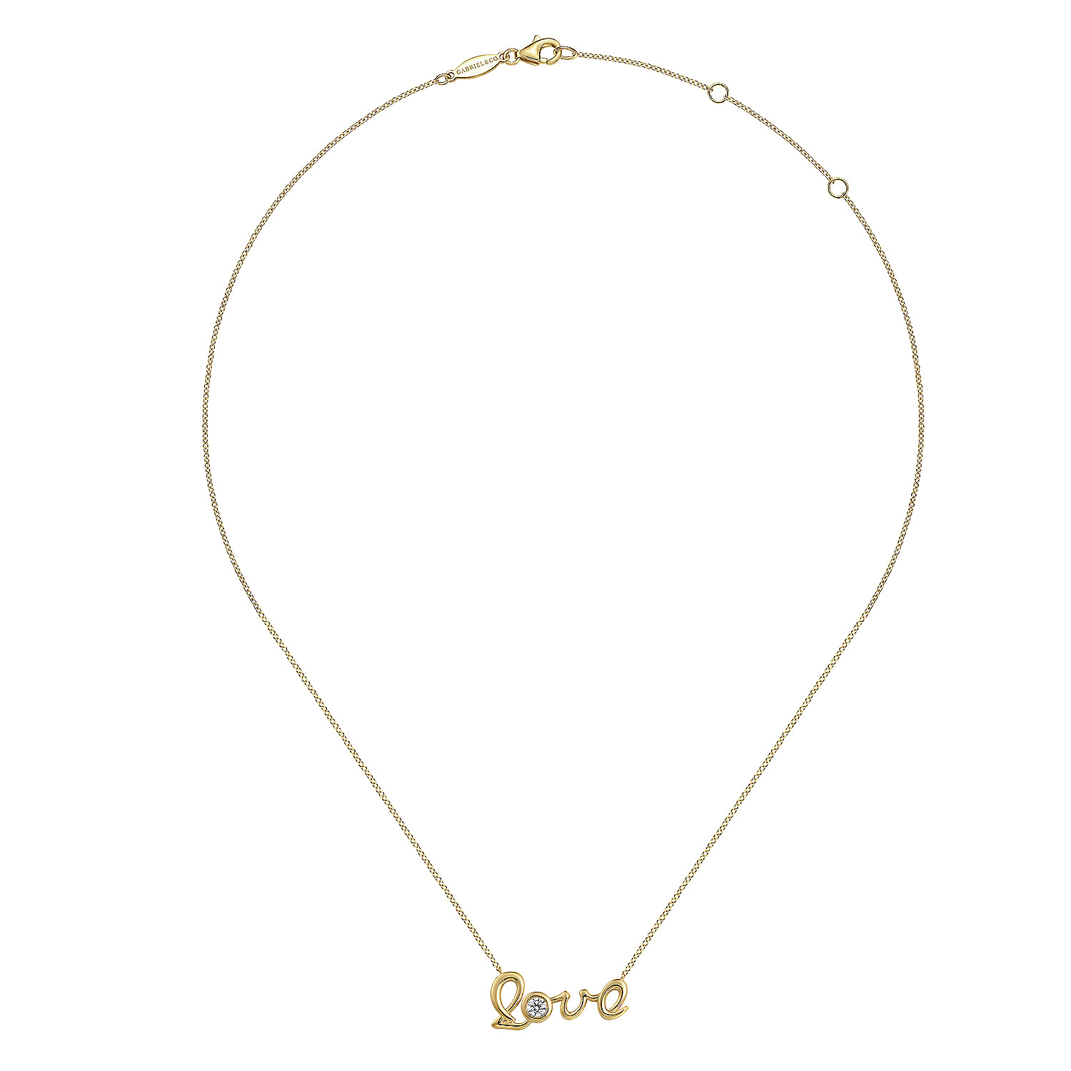 14K Yellow Gold Love Pendant Necklace with Diamond Accent