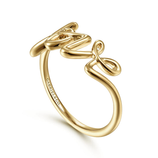 14K Yellow Gold Love Ring angle 3