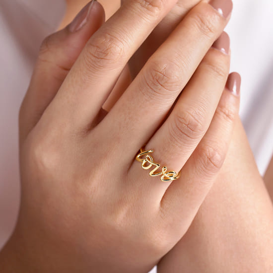 14K Yellow Gold Love Ring angle 5