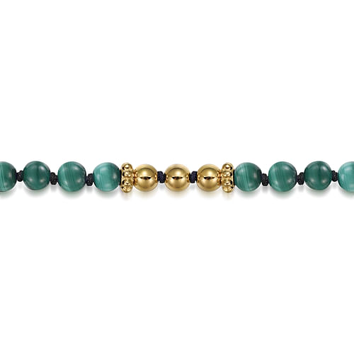 14K Yellow Gold Malachite Beads Bracelet