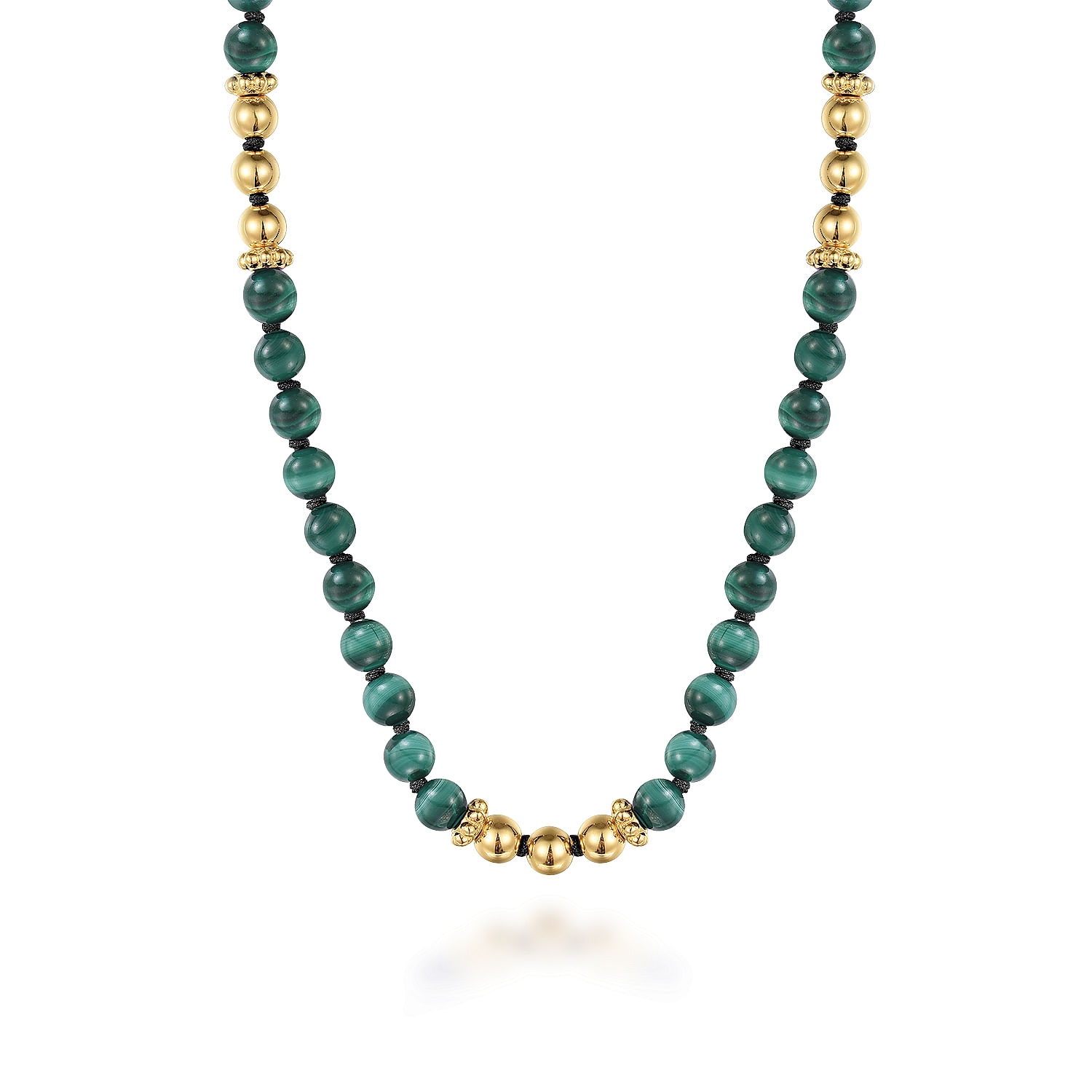Gabriel - 14K Yellow Gold Malachite Beads Necklace