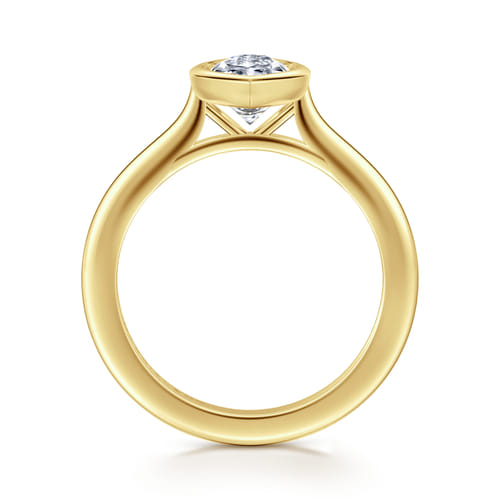 14K Yellow Gold Marquise Cut Bezel Set Solitaire Diamond Engagement Ring