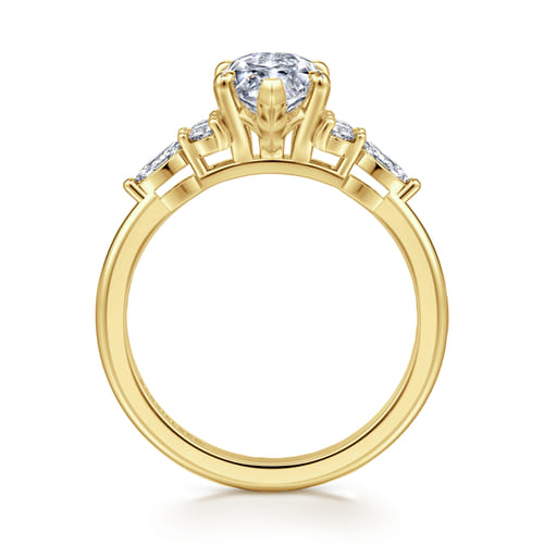 14K Yellow Gold Marquise Diamond Cluster Engagement Ring