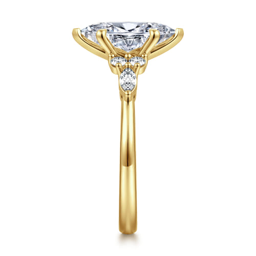 14K Yellow Gold Marquise Diamond Cluster Engagement Ring