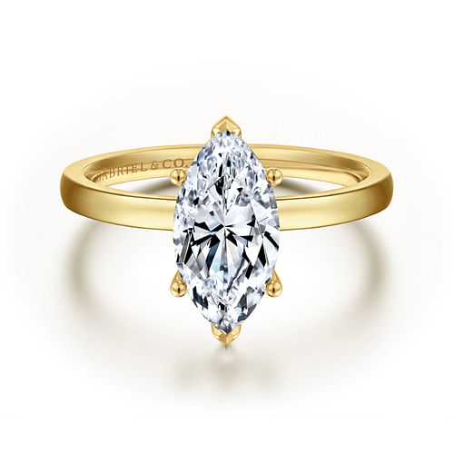 14K Yellow Gold Marquise Diamond Engagement Ring