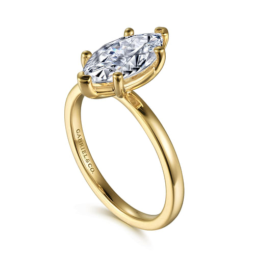 14K Yellow Gold Marquise Diamond Engagement Ring