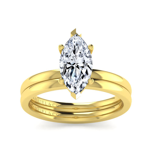 14K Yellow Gold Marquise Diamond Engagement Ring