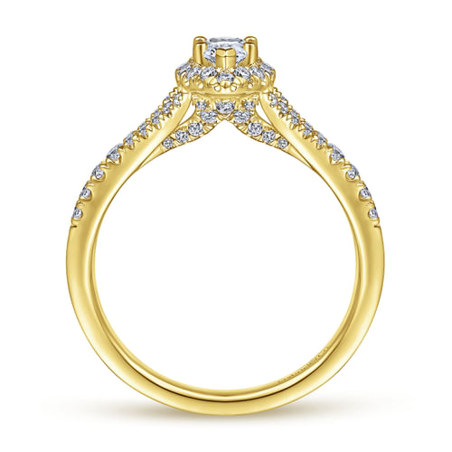14K Yellow Gold Marquise Halo Complete Diamond Engagement Ring