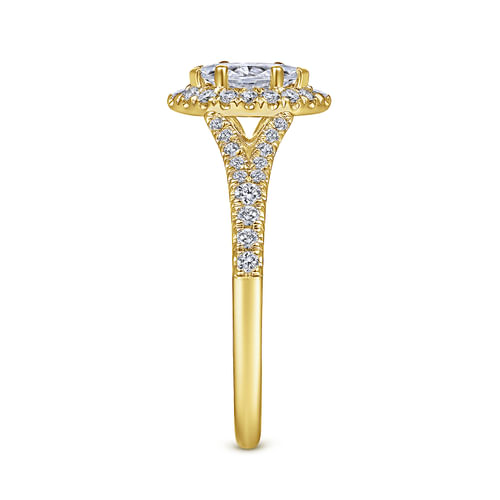 14K Yellow Gold Marquise Halo Complete Diamond Engagement Ring