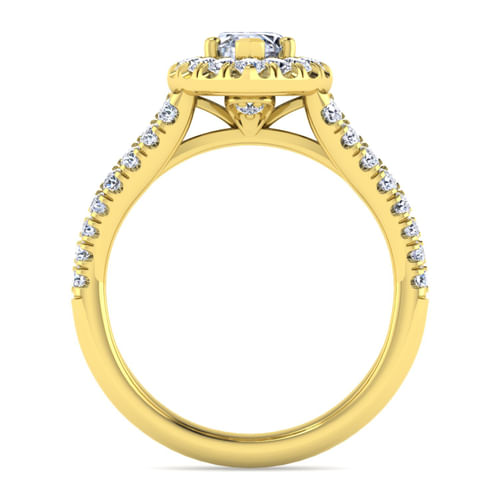 14K Yellow Gold Marquise Halo Diamond Engagement Ring