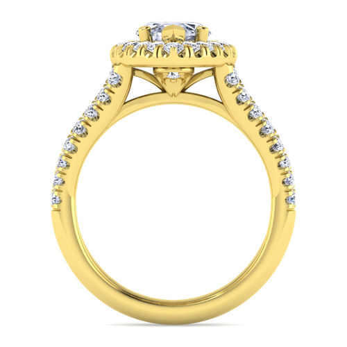 14K Yellow Gold Marquise Halo Diamond Engagement Ring