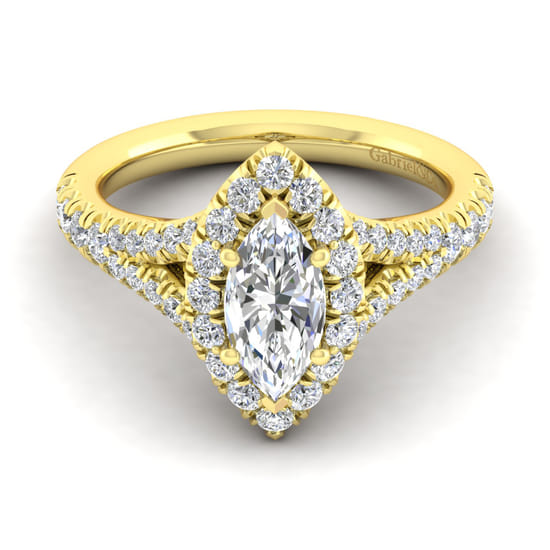 Gabriel - 14K Yellow Gold Marquise Halo Diamond Engagement Ring Gabriel - 14K Yellow Gold Marquise Halo Diamond Engagement Ring