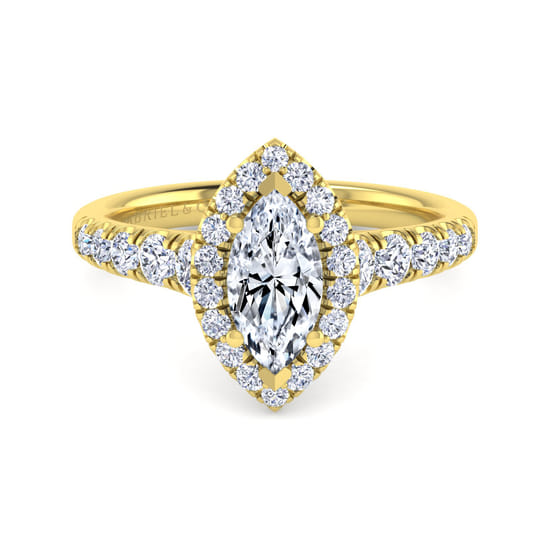 Gabriel - 14K Yellow Gold Marquise Halo Diamond Engagement Ring Gabriel - 14K Yellow Gold Marquise Halo Diamond Engagement Ring