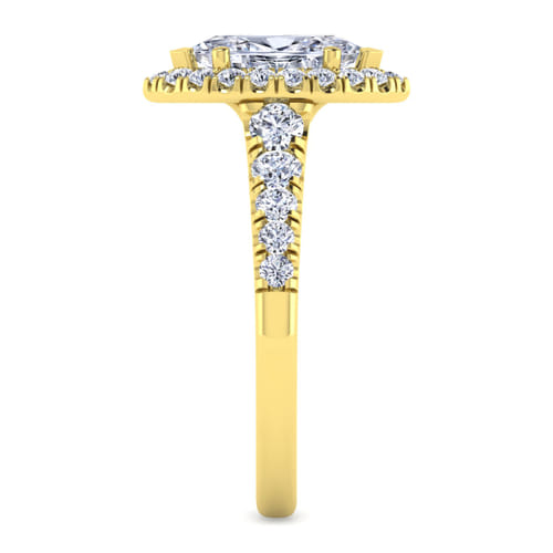14K Yellow Gold Marquise Halo Diamond Engagement Ring