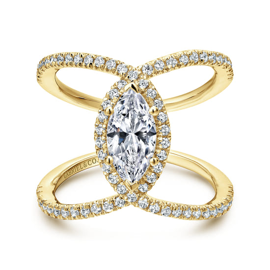 Gabriel - 14K Yellow Gold Marquise Halo Diamond Engagement Ring Gabriel - 14K Yellow Gold Marquise Halo Diamond Engagement Ring