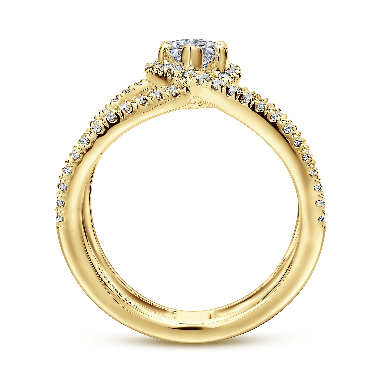 14K Yellow Gold Marquise Halo Diamond Engagement Ring