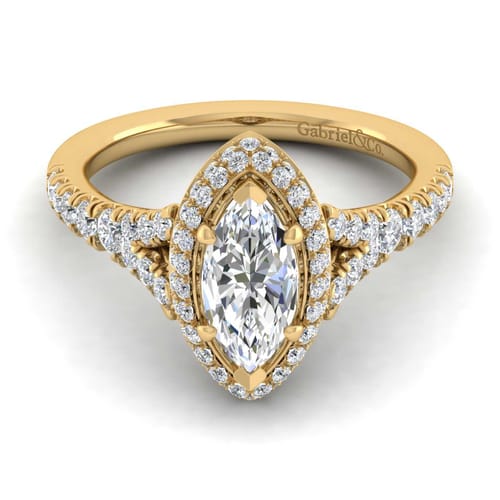 14K Yellow Gold Marquise Halo Diamond Engagement Ring 14K Yellow Gold Marquise Halo Diamond Engagement Ring